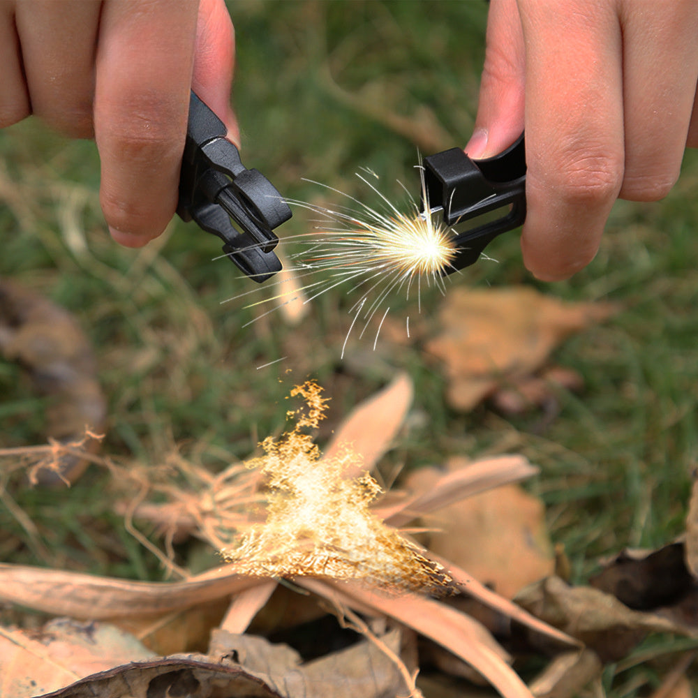 Pulseira de Sobrevivência 5 em 1 – com Bússola, Apito, Iniciador de Fogo, Ferramenta de Corte e Corda de Emergência | Ideal para Caminhadas e Campismo