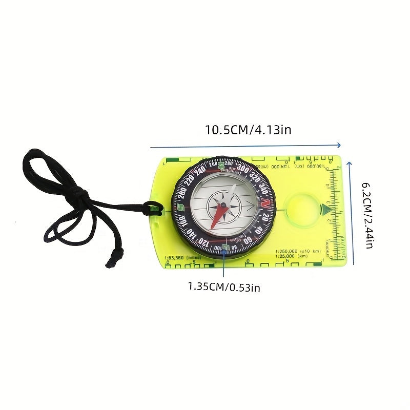 Bússola Impermeável com Escala – Acrílico Resistente e Transparente | Ideal para Campismo, Caminhadas, Orientação e Leitura de Mapas