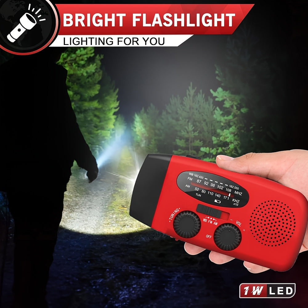 Rádio de Emergência 4 em 1 com Lanterna LED | Carregamento Solar, USB & Manivela | AM/FM NOAA – Portátil e Essencial para Sobrevivência