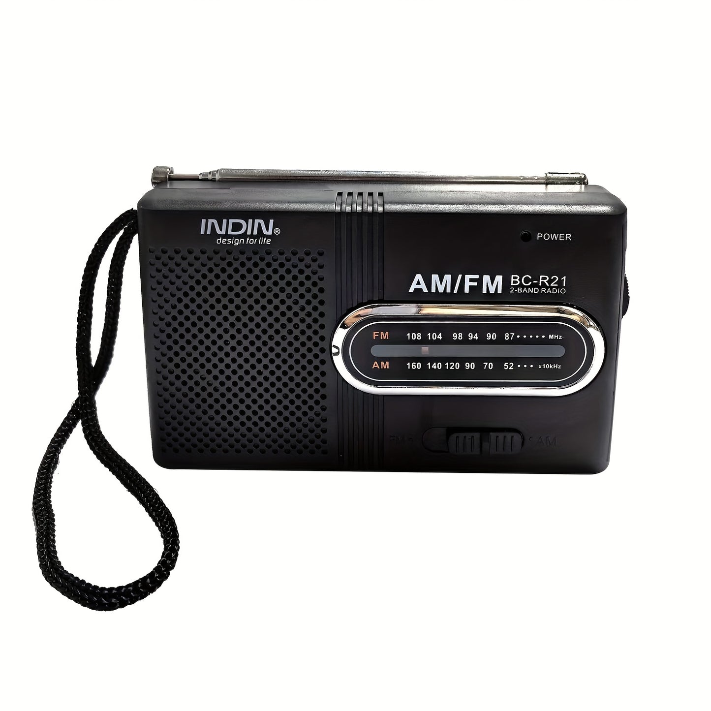 Rádio Portátil AM/FM – Mini Rádio Clássico com Antena Telescópica, Altifalante Integrado e Entrada para Auriculares