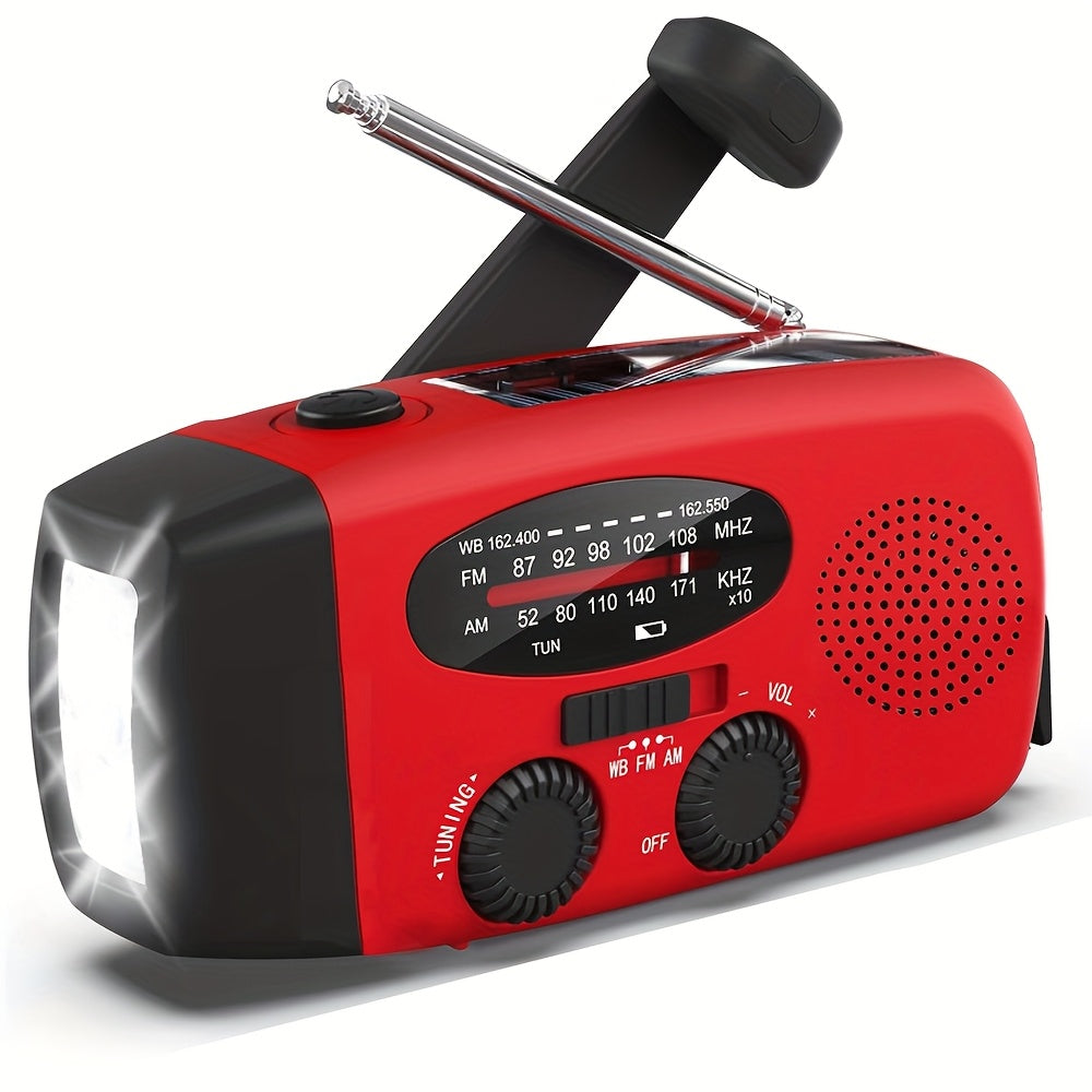 Rádio de Emergência 4 em 1 com Lanterna LED | Carregamento Solar, USB & Manivela | AM/FM NOAA – Portátil e Essencial para Sobrevivência
