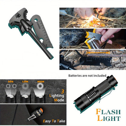 Kit de Sobrevivência 11 em 1 – Equipamento Tático com Multifunções: Ferramenta Multiuso, Bússola, Lanterna, Iniciador de Fogo e Muito Mais | Estojo Resistente Preto | Ideal para Campismo, Caminhadas e Aventuras ao Ar Livre