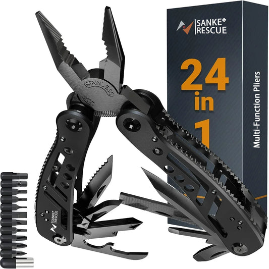 Alicate Multitool 24 em 1 Profissional – Ferramenta Multifuncional para Sobrevivência, Camping eCaça