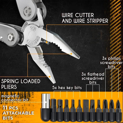 Alicate Multitool 24 em 1 Profissional – Ferramenta Multifuncional para Sobrevivência, Camping eCaça