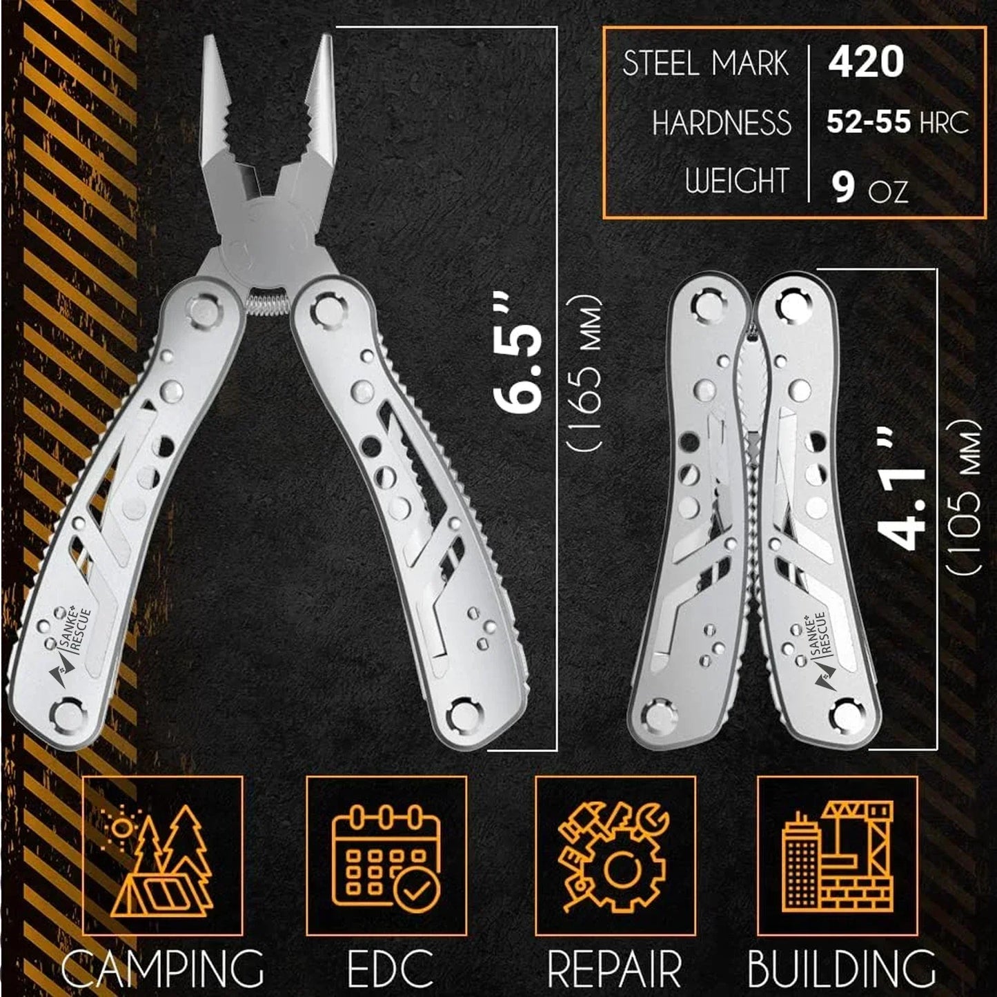 Alicate Multitool 24 em 1 Profissional – Ferramenta Multifuncional para Sobrevivência, Camping eCaça
