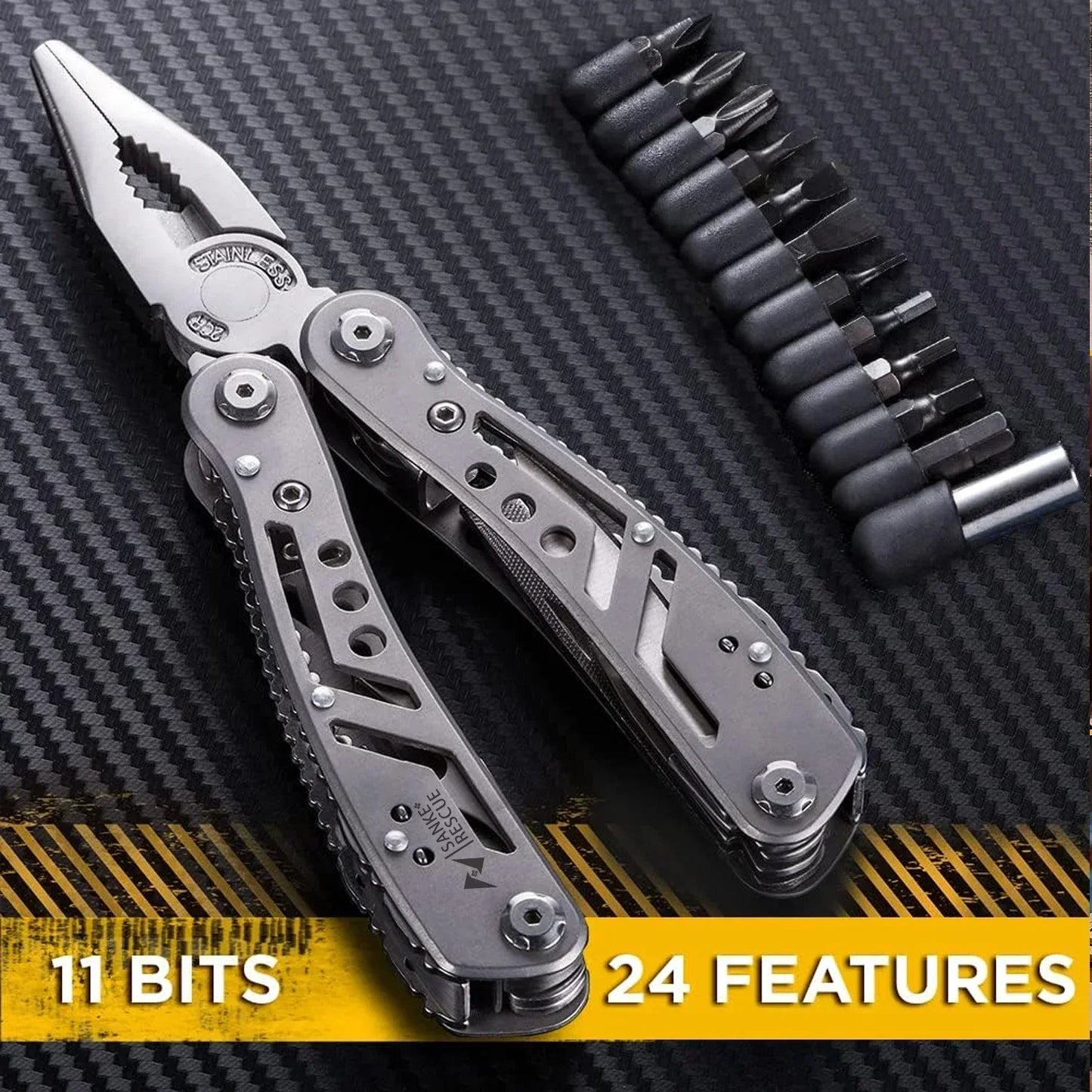 Alicate Multitool 24 em 1 Profissional – Ferramenta Multifuncional para Sobrevivência, Camping eCaça