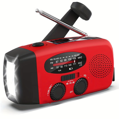 Rádio de Emergência 4 em 1 com Lanterna LED | Carregamento Solar, USB & Manivela | AM/FM NOAA – Portátil e Essencial para Sobrevivência